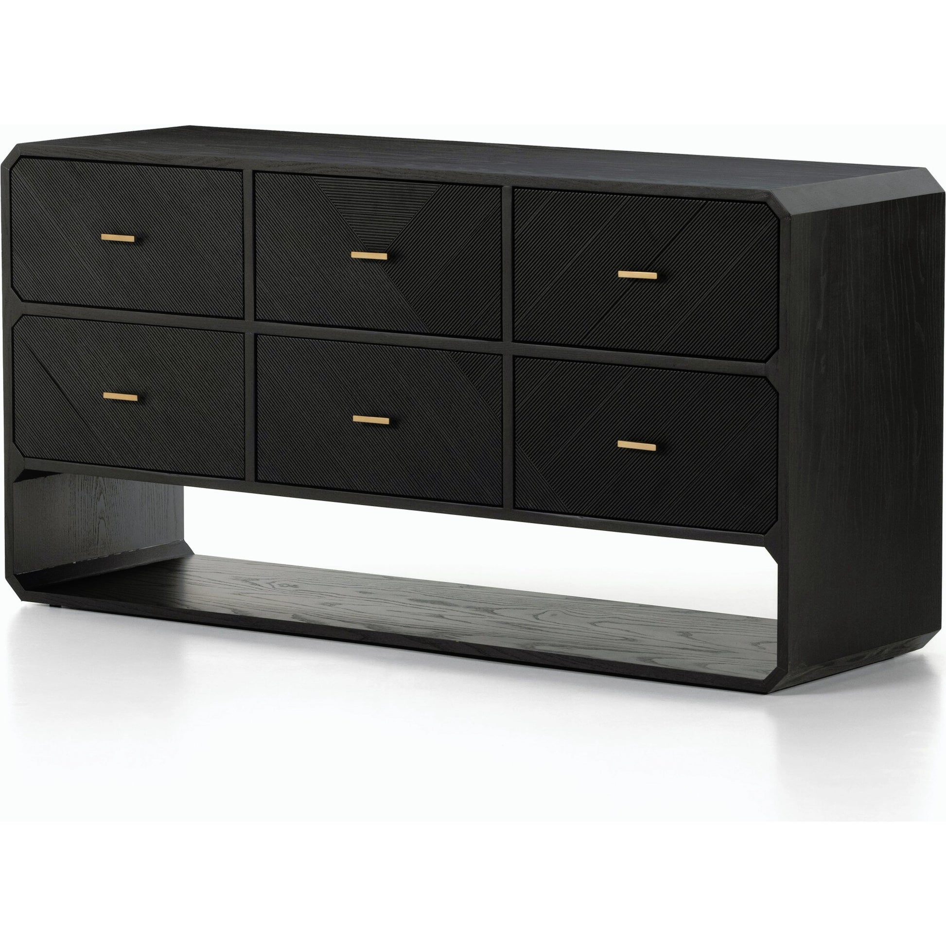 Caspian 6 Drawer Dresser by Four Hands. Made from ash veneer, resawn, iron in a eclectic & global style.