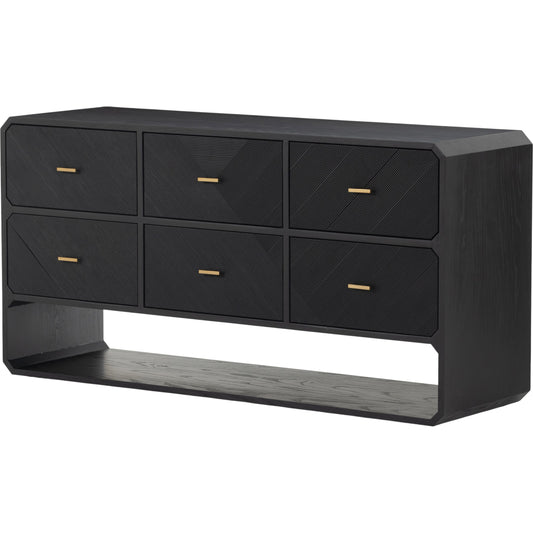 Caspian 6 Drawer Dresser by Four Hands. Made from ash veneer, resawn, iron in a eclectic & global style.