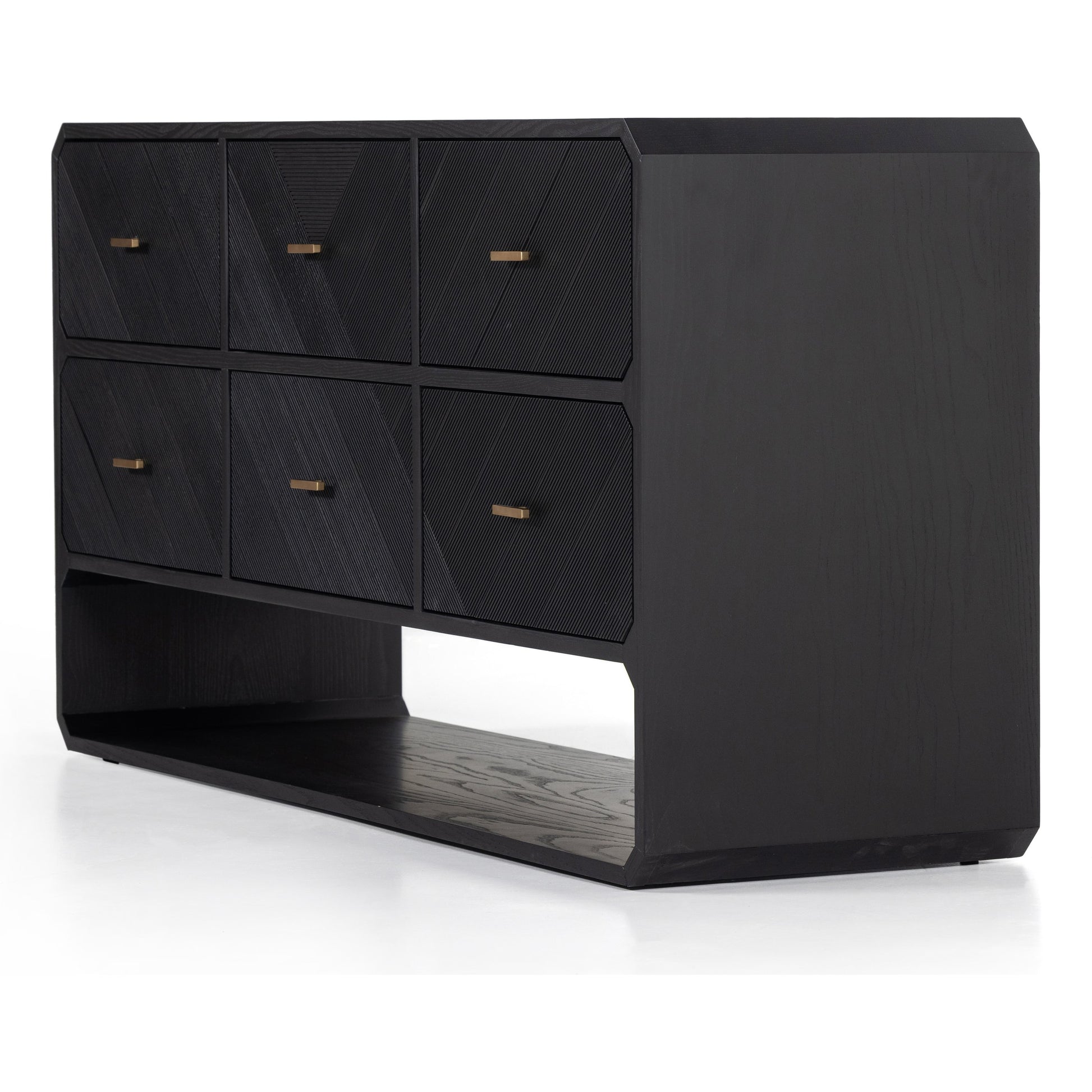 Caspian 6 Drawer Dresser by Four Hands. Made from ash veneer, resawn, iron in a eclectic & global style.