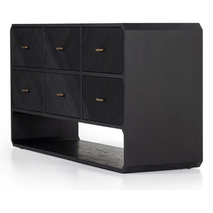 Caspian 6 Drawer Dresser by Four Hands. Made from ash veneer, resawn, iron in a eclectic & global style.