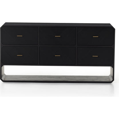Caspian 6 Drawer Dresser by Four Hands. Made from ash veneer, resawn, iron in a eclectic & global style.