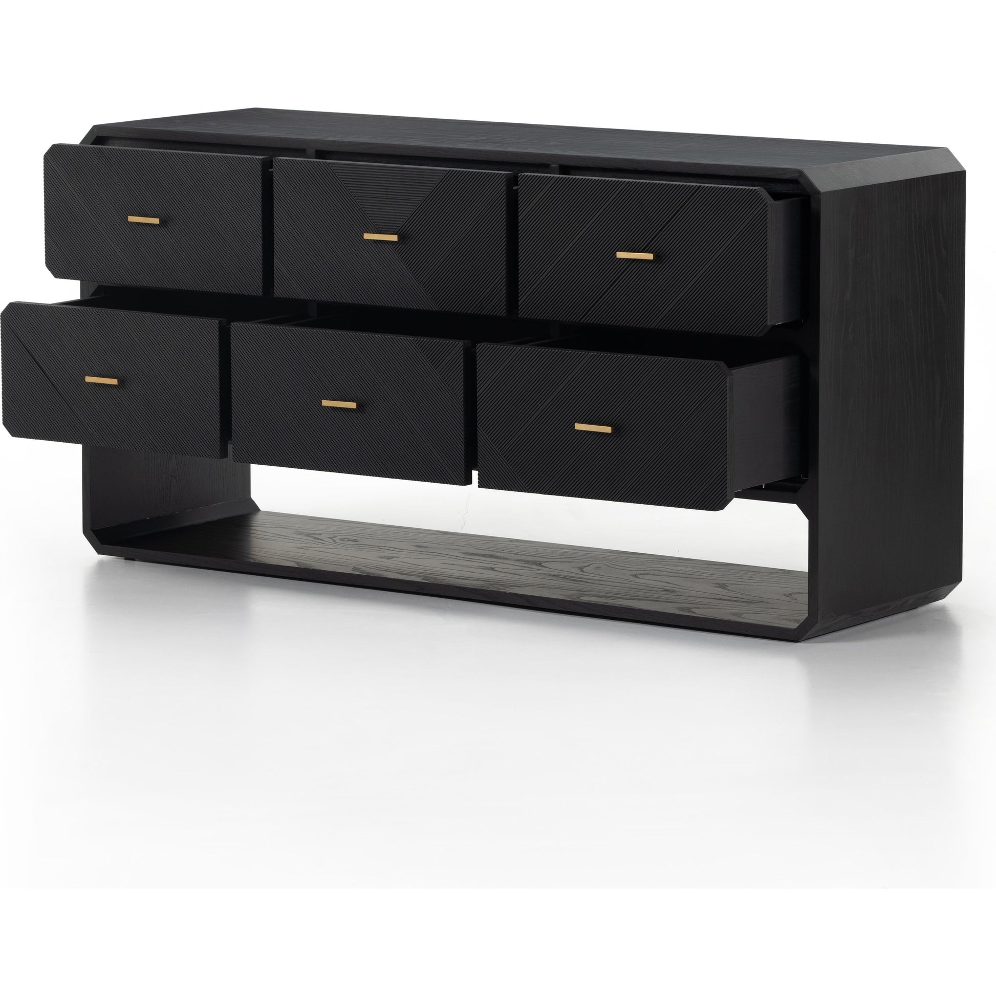 Caspian 6 Drawer Dresser by Four Hands. Made from ash veneer, resawn, iron in a eclectic & global style.