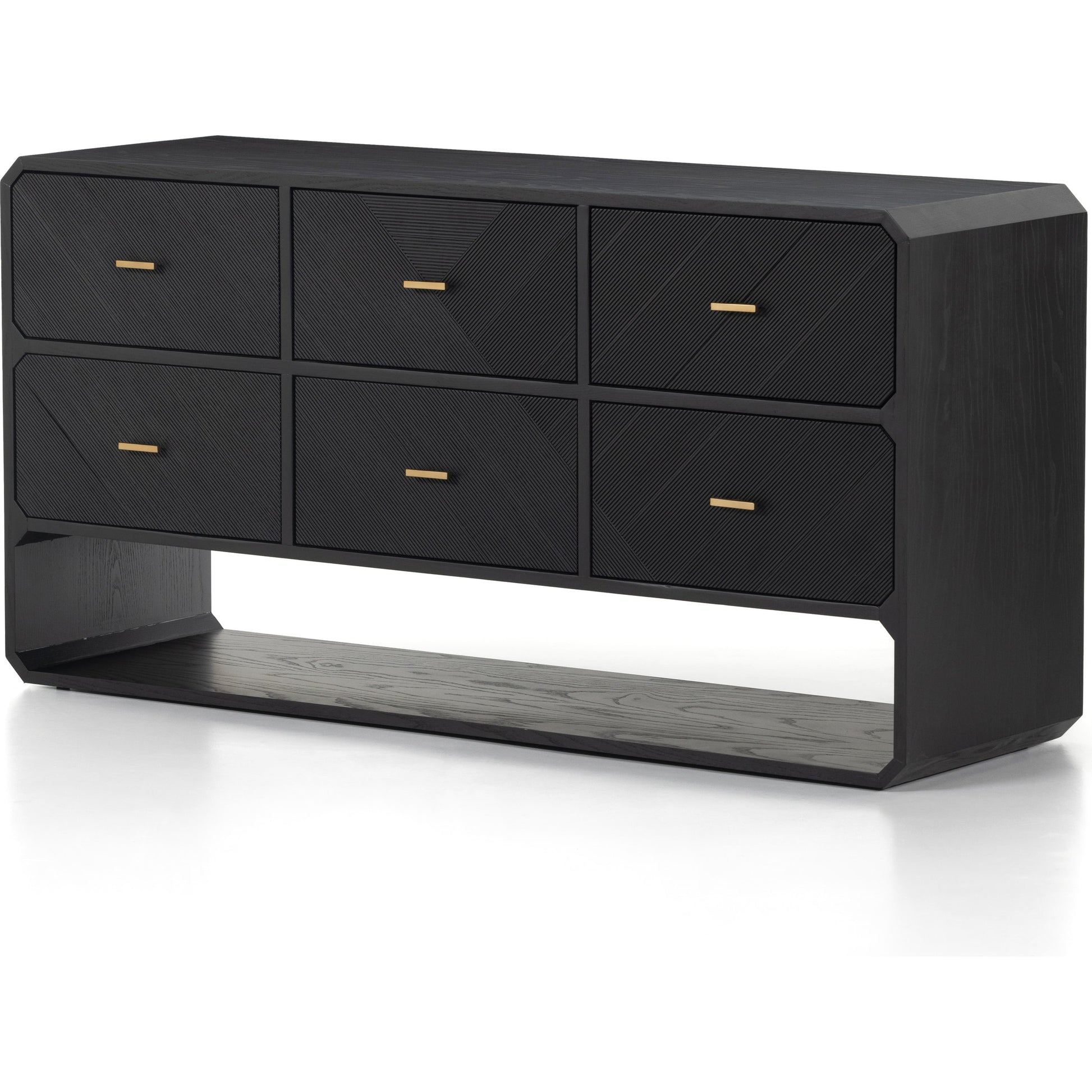 Caspian 6 Drawer Dresser by Four Hands. Made from ash veneer, resawn, iron in a eclectic & global style.