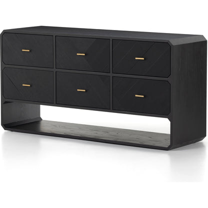 Caspian 6 Drawer Dresser by Four Hands. Made from ash veneer, resawn, iron in a eclectic & global style.