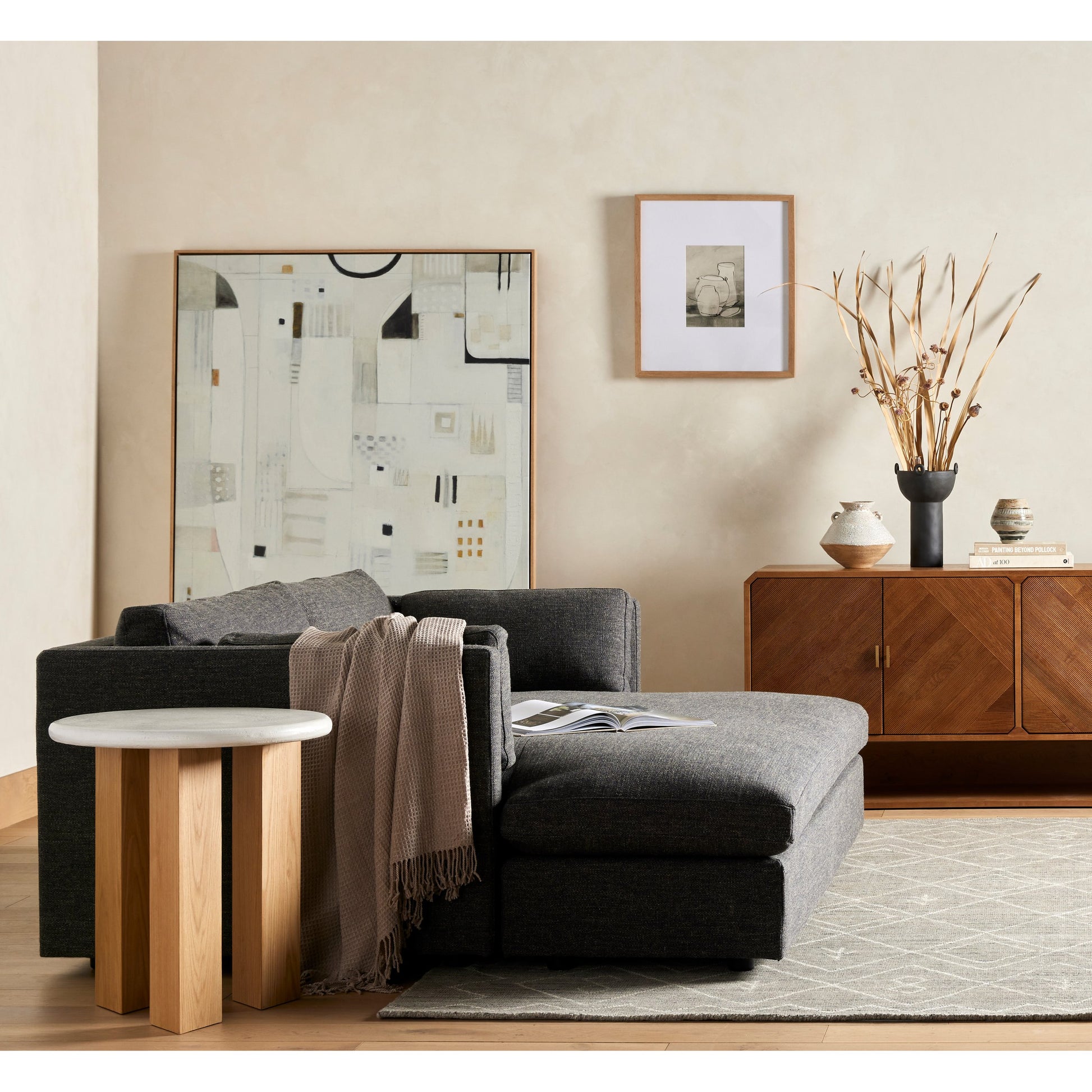 Caspian Sideboard by Four Hands. Made from ash veneer, resawn, iron in a eclectic & global style.