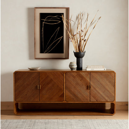 Caspian Sideboard by Four Hands. Made from ash veneer, resawn, iron in a eclectic & global style.