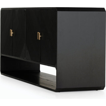 Caspian Sideboard by Four Hands. Made from ash veneer, resawn, iron in a eclectic & global style.