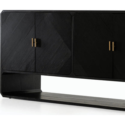 Caspian Sideboard by Four Hands. Made from ash veneer, resawn, iron in a eclectic & global style.