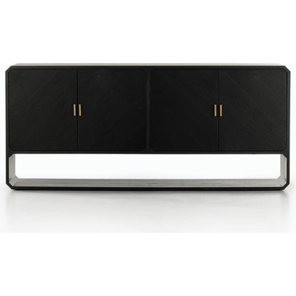 Caspian Sideboard by Four Hands. Made from ash veneer, resawn, iron in a eclectic & global style.