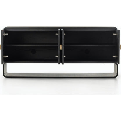Caspian Sideboard by Four Hands. Made from ash veneer, resawn, iron in a eclectic & global style.