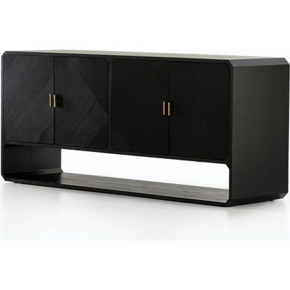 Caspian Sideboard by Four Hands. Made from ash veneer, resawn, iron in a eclectic & global style.