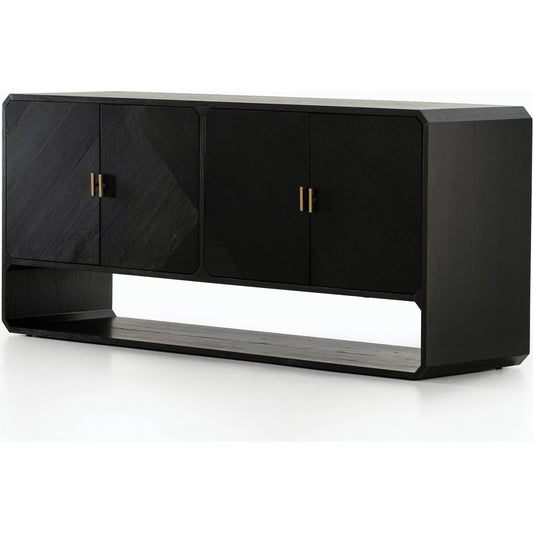 Caspian Sideboard by Four Hands. Made from ash veneer, resawn, iron in a eclectic & global style.