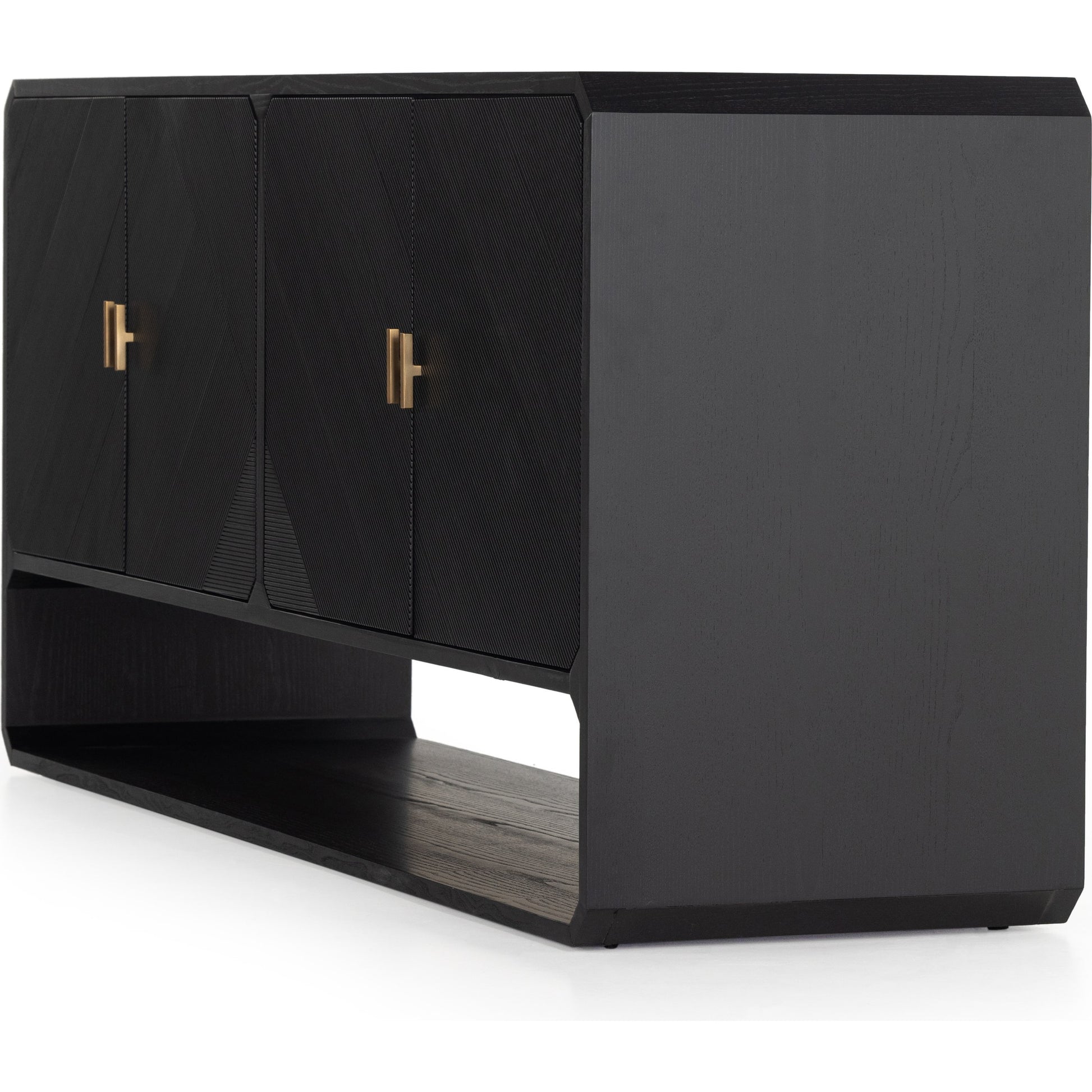 Caspian Sideboard by Four Hands. Made from ash veneer, resawn, iron in a eclectic & global style.