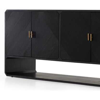 Caspian Sideboard by Four Hands. Made from ash veneer, resawn, iron in a eclectic & global style.