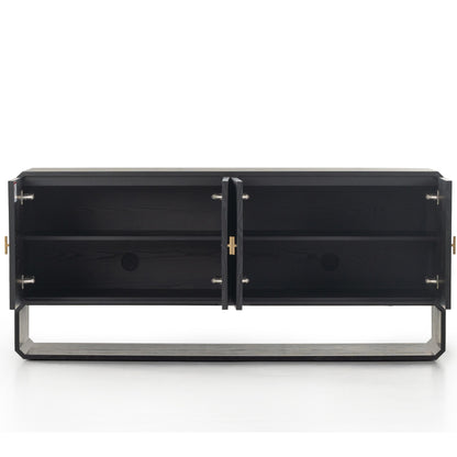 Caspian Sideboard by Four Hands. Made from ash veneer, resawn, iron in a eclectic & global style.