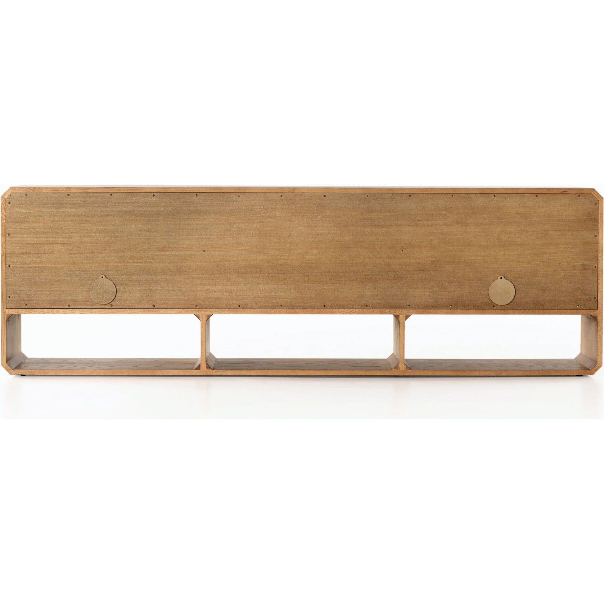Caspian Media Console by Four Hands. Made from ash veneer, resawn, iron in a eclectic & global style.