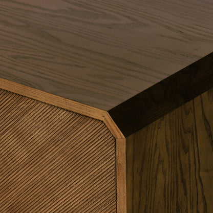 Caspian Media Console by Four Hands. Made from ash veneer, resawn, iron in a eclectic & global style.