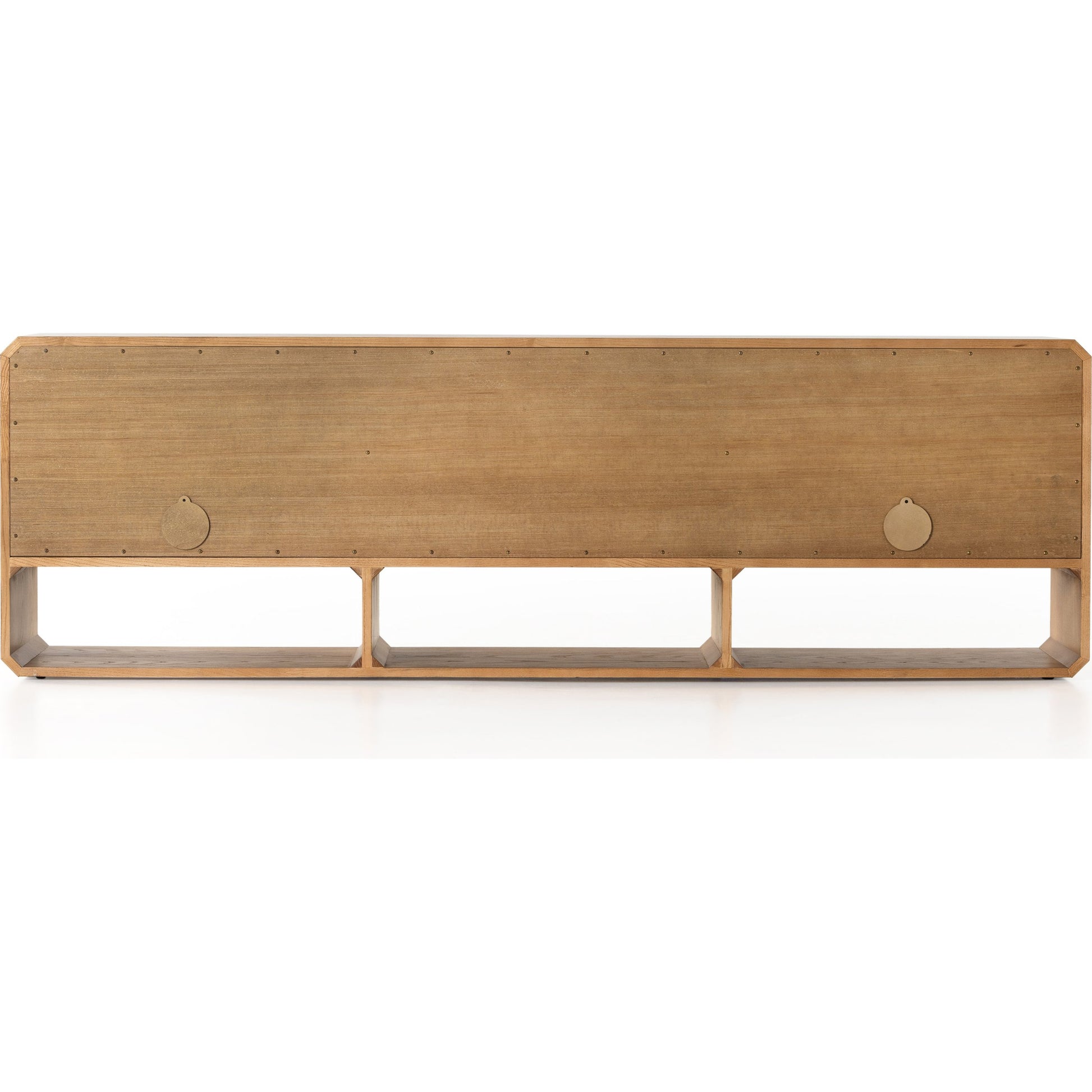 Caspian Media Console by Four Hands. Made from ash veneer, resawn, iron in a eclectic & global style.