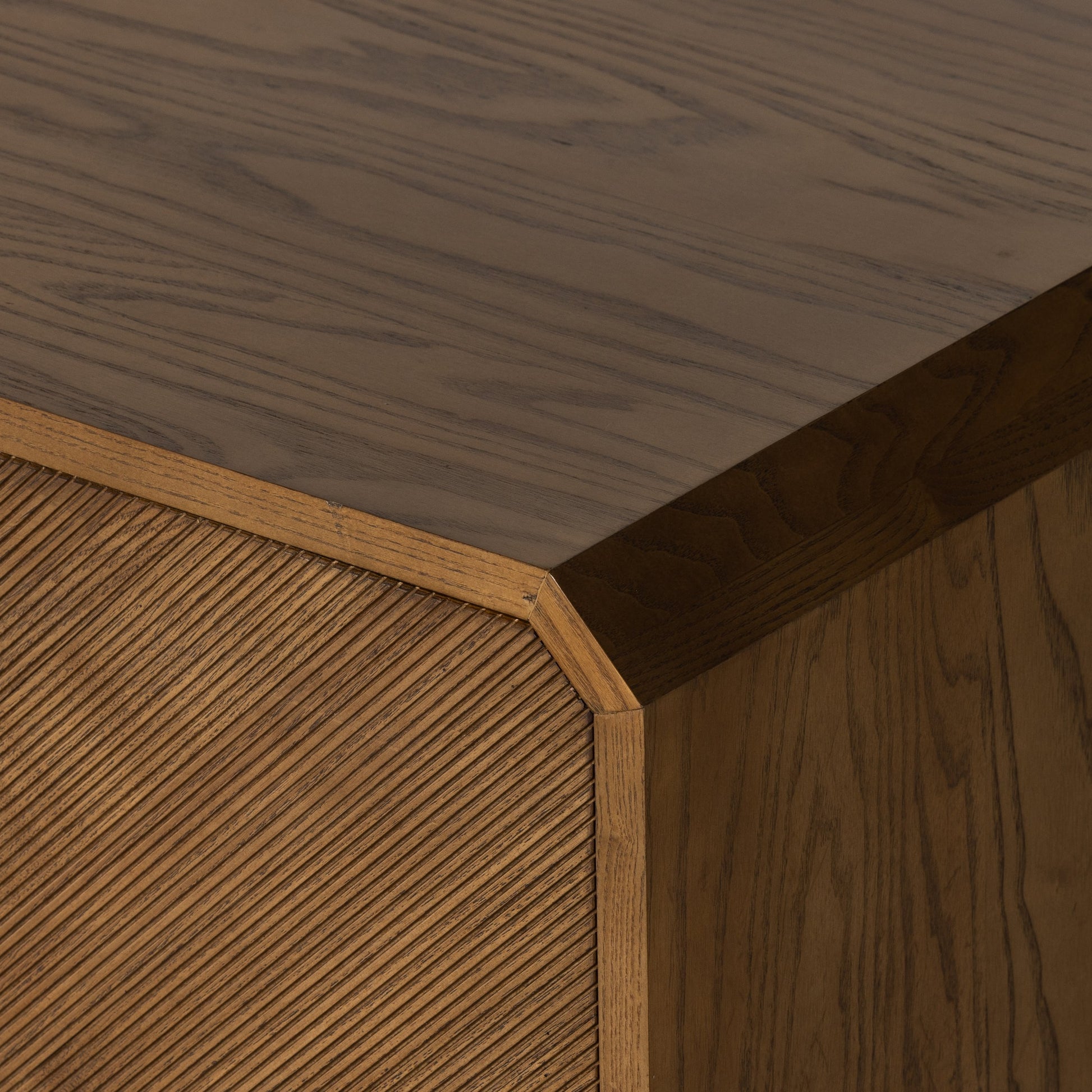 Caspian Media Console by Four Hands. Made from ash veneer, resawn, iron in a eclectic & global style.