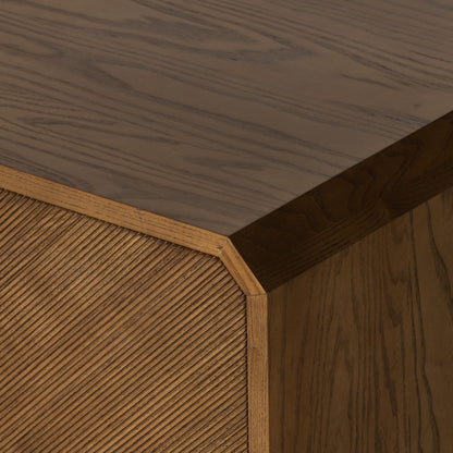 Caspian Media Console by Four Hands. Made from ash veneer, resawn, iron in a eclectic & global style.