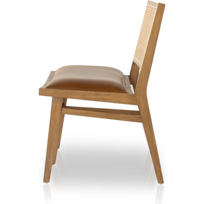Sage Dining Bench by Four Hands in sierra butterscotch. Made from faux leather, solid beech, cane in a modern style.
