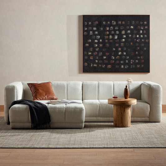 Tavi 2-Piece Sectional by Four Hands in fiqa boucle natural. Made from 100% polyester, poplar plywood in a modern style.