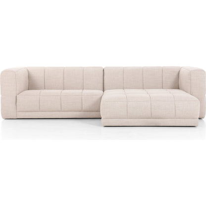 Tavi 2-Piece Sectional by Four Hands in fiqa boucle natural. Made from 100% polyester, poplar plywood in a modern style.