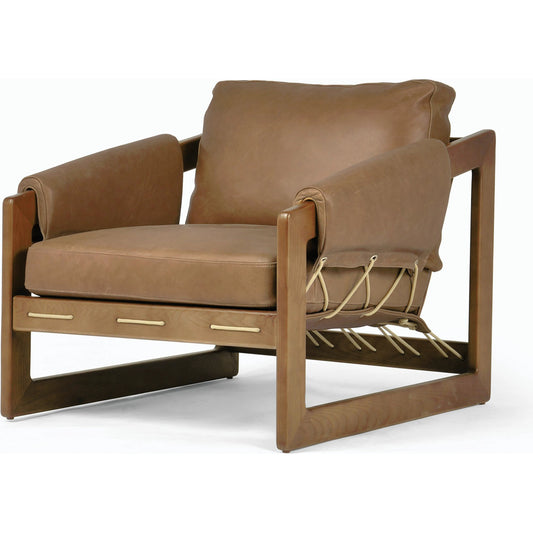 Dustin Chair by Four Hands in palermo cognac and umber ash. Made from top grain leather, solid ash, 100% polyester in a modern style.