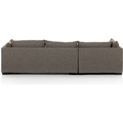 Westwood 112" 2-Piece Sectional by Four Hands in bennett charcoal. Made from 100% polyester, solid banak, solid pine in a transitional style.