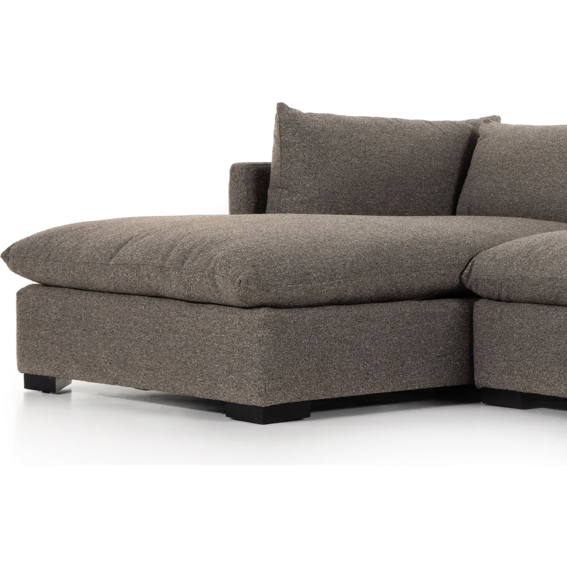 Westwood 112" 2-Piece Sectional by Four Hands in bennett charcoal. Made from 100% polyester, solid banak, solid pine in a transitional style.