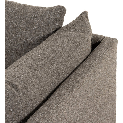 Westwood 112" 2-Piece Sectional by Four Hands in bennett charcoal. Made from 100% polyester, solid banak, solid pine in a transitional style.