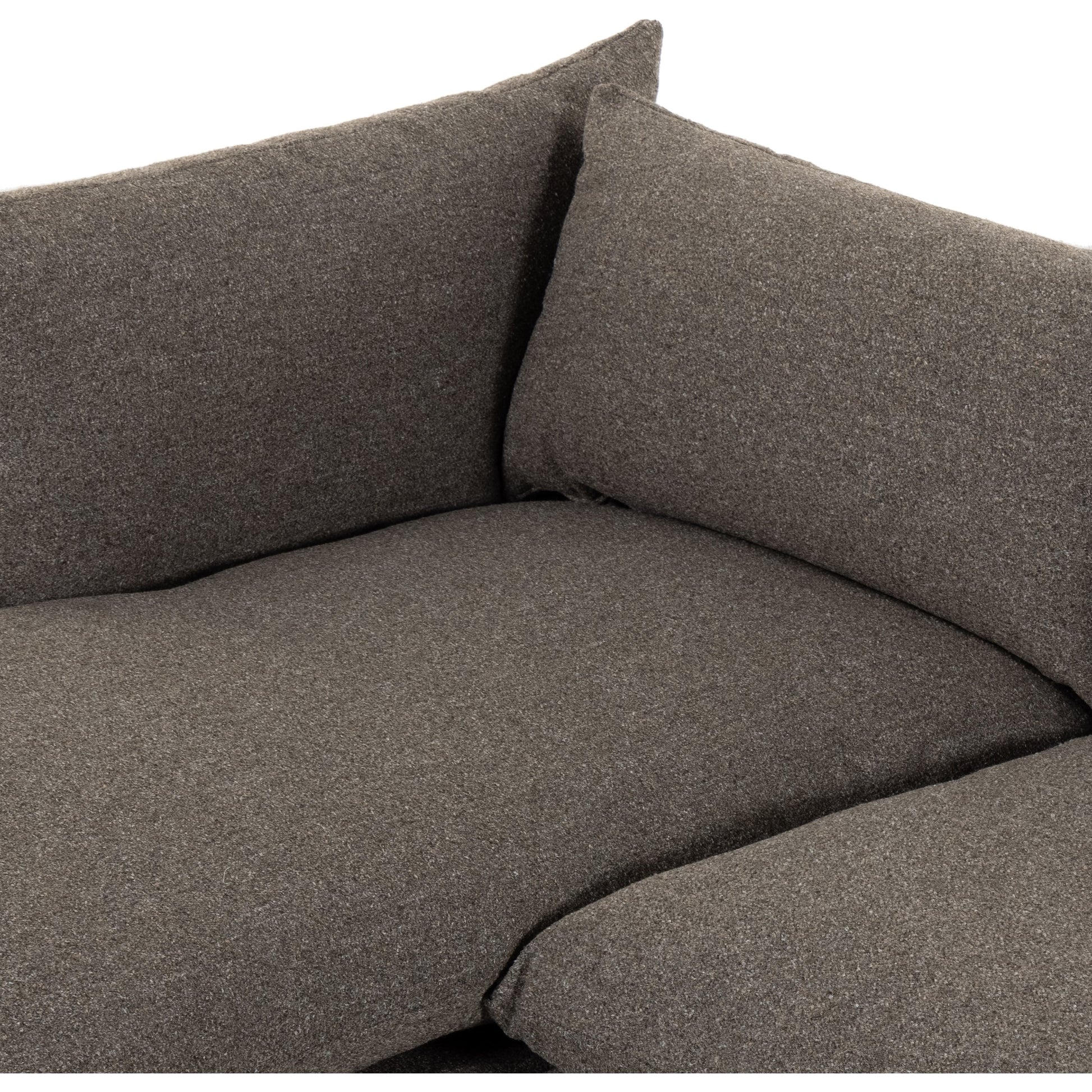 Westwood 112" 2-Piece Sectional by Four Hands in bennett charcoal. Made from 100% polyester, solid banak, solid pine in a transitional style.