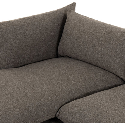 Westwood 112" 2-Piece Sectional by Four Hands in bennett charcoal. Made from 100% polyester, solid banak, solid pine in a transitional style.