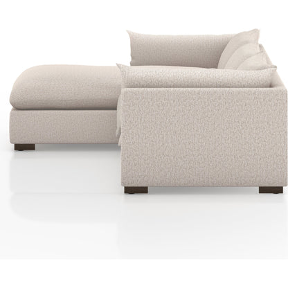 Westwood 112" 2-Piece Sectional by Four Hands in bennett charcoal. Made from 100% polyester, solid banak, solid pine in a transitional style.