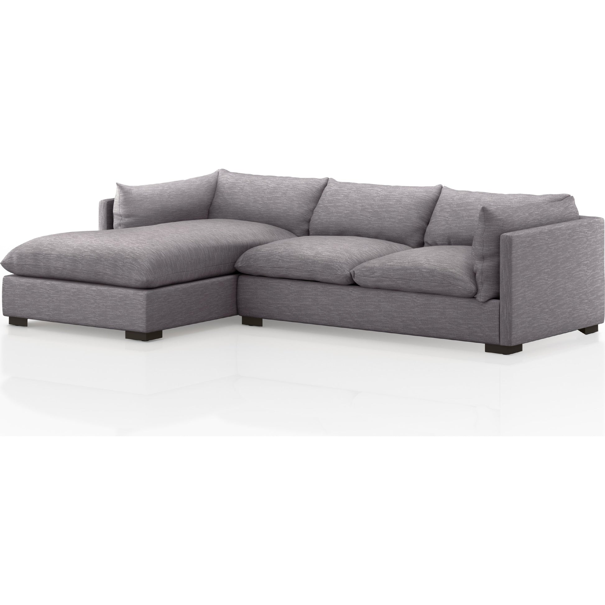 Westwood 112" 2-Piece Sectional by Four Hands in bennett charcoal. Made from 100% polyester, solid banak, solid pine in a transitional style.