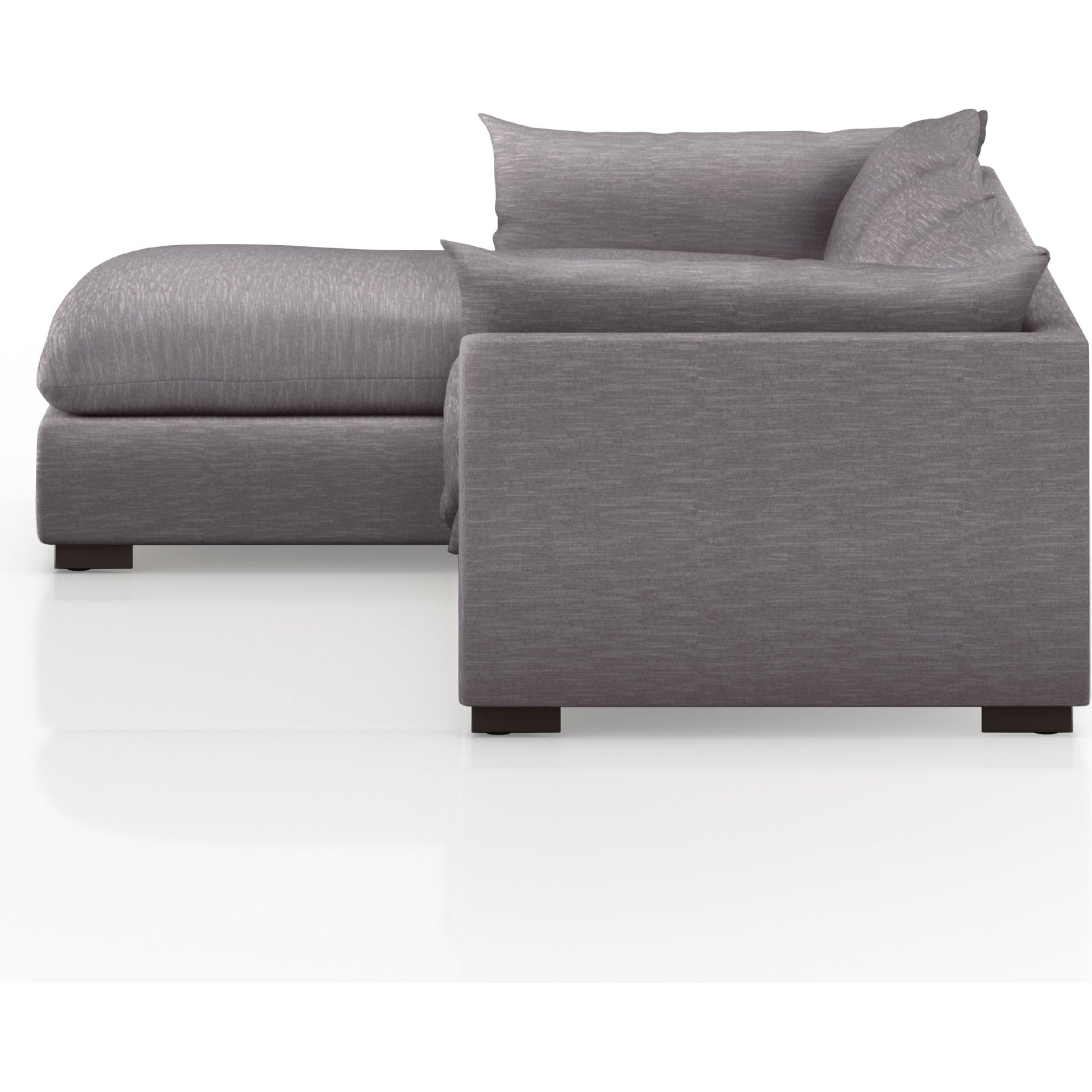 Westwood 112" 2-Piece Sectional by Four Hands in bennett charcoal. Made from 100% polyester, solid banak, solid pine in a transitional style.
