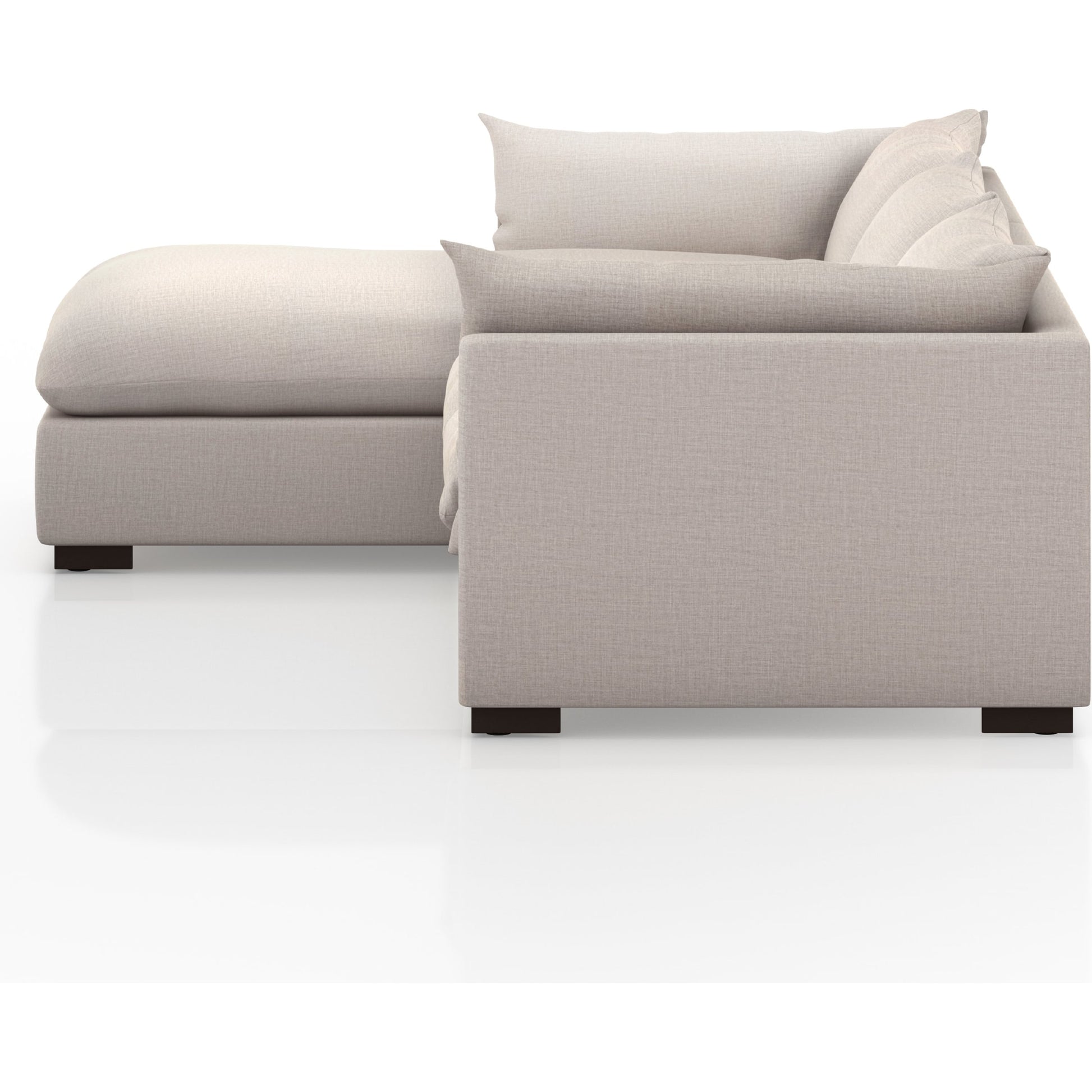 Westwood 112" 2-Piece Sectional by Four Hands in bennett charcoal. Made from 100% polyester, solid banak, solid pine in a transitional style.