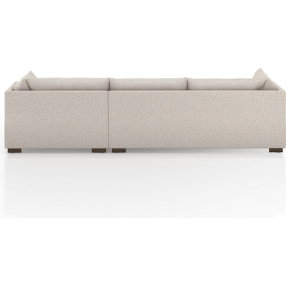 Westwood 112" 2-Piece Sectional by Four Hands in bennett charcoal. Made from 100% polyester, solid banak, solid pine in a transitional style.