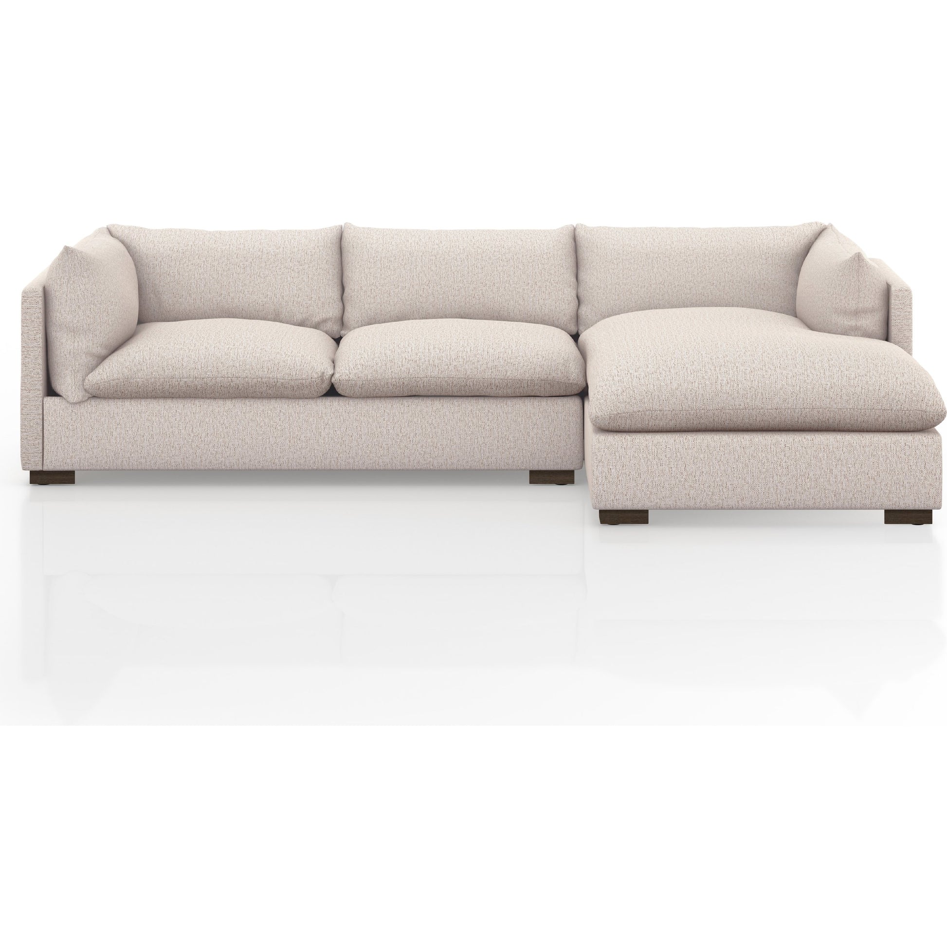 Westwood 112" 2-Piece Sectional by Four Hands in bennett charcoal. Made from 100% polyester, solid banak, solid pine in a transitional style.