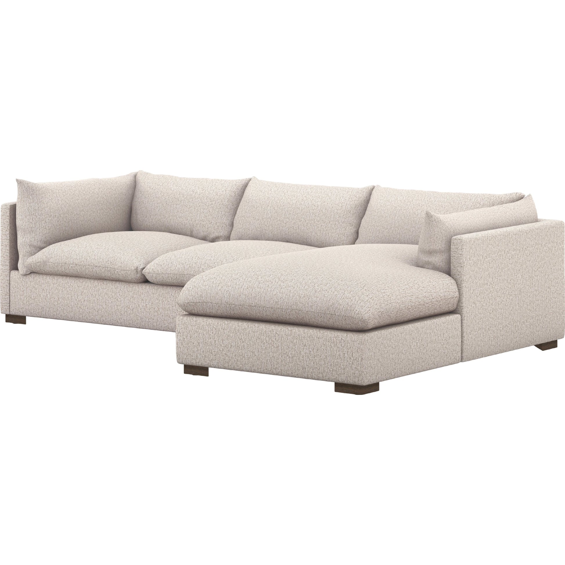 Westwood 112" 2-Piece Sectional by Four Hands in bennett charcoal. Made from 100% polyester, solid banak, solid pine in a transitional style.