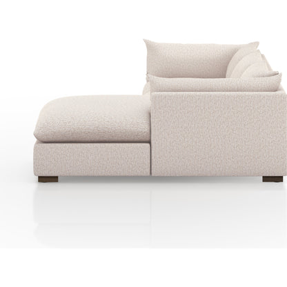 Westwood 112" 2-Piece Sectional by Four Hands in bennett charcoal. Made from 100% polyester, solid banak, solid pine in a transitional style.