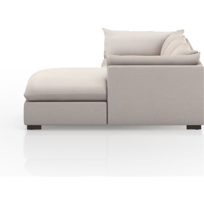 Westwood 112" 2-Piece Sectional by Four Hands in bennett charcoal. Made from 100% polyester, solid banak, solid pine in a transitional style.