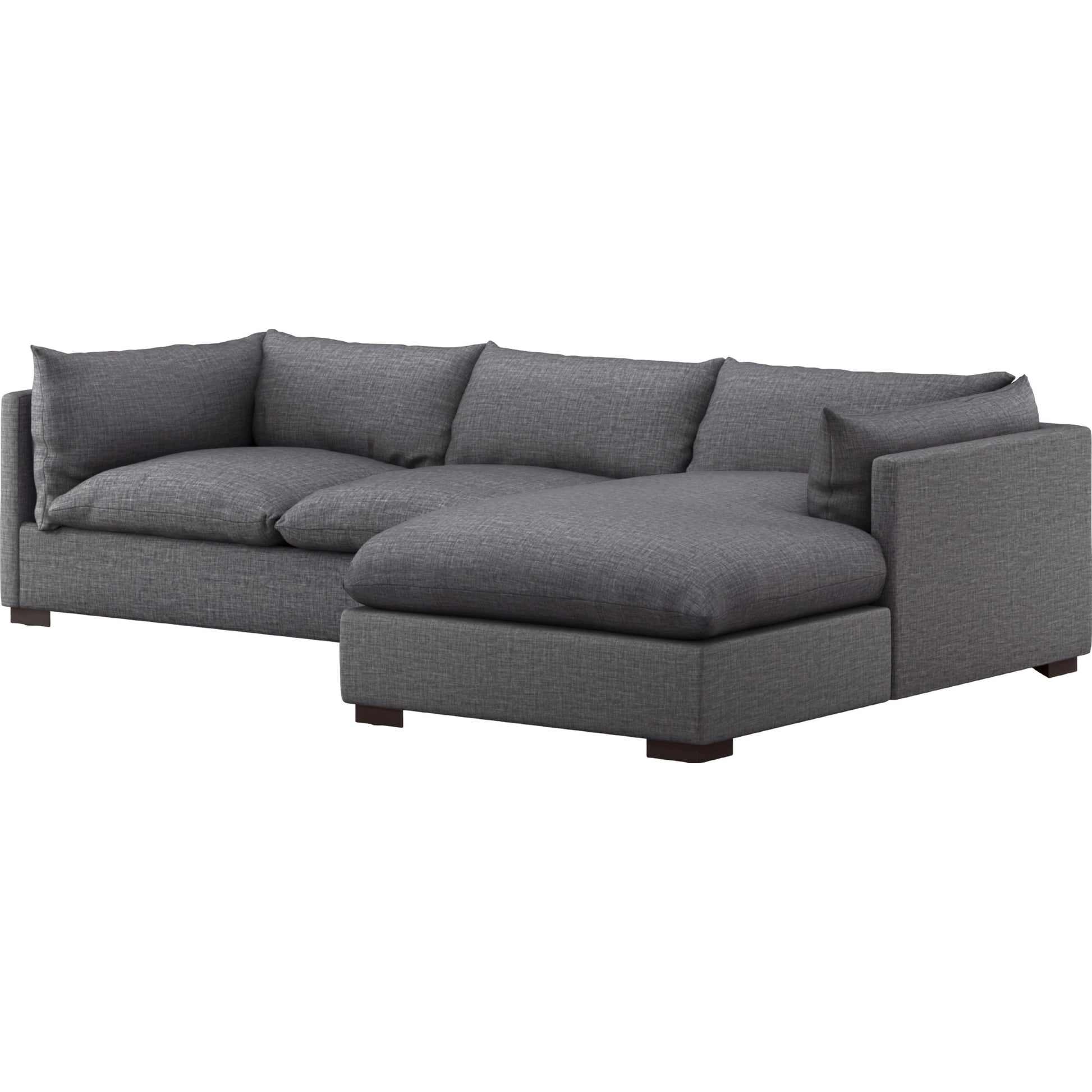 Westwood 112" 2-Piece Sectional by Four Hands in bennett charcoal. Made from 100% polyester, solid banak, solid pine in a transitional style.