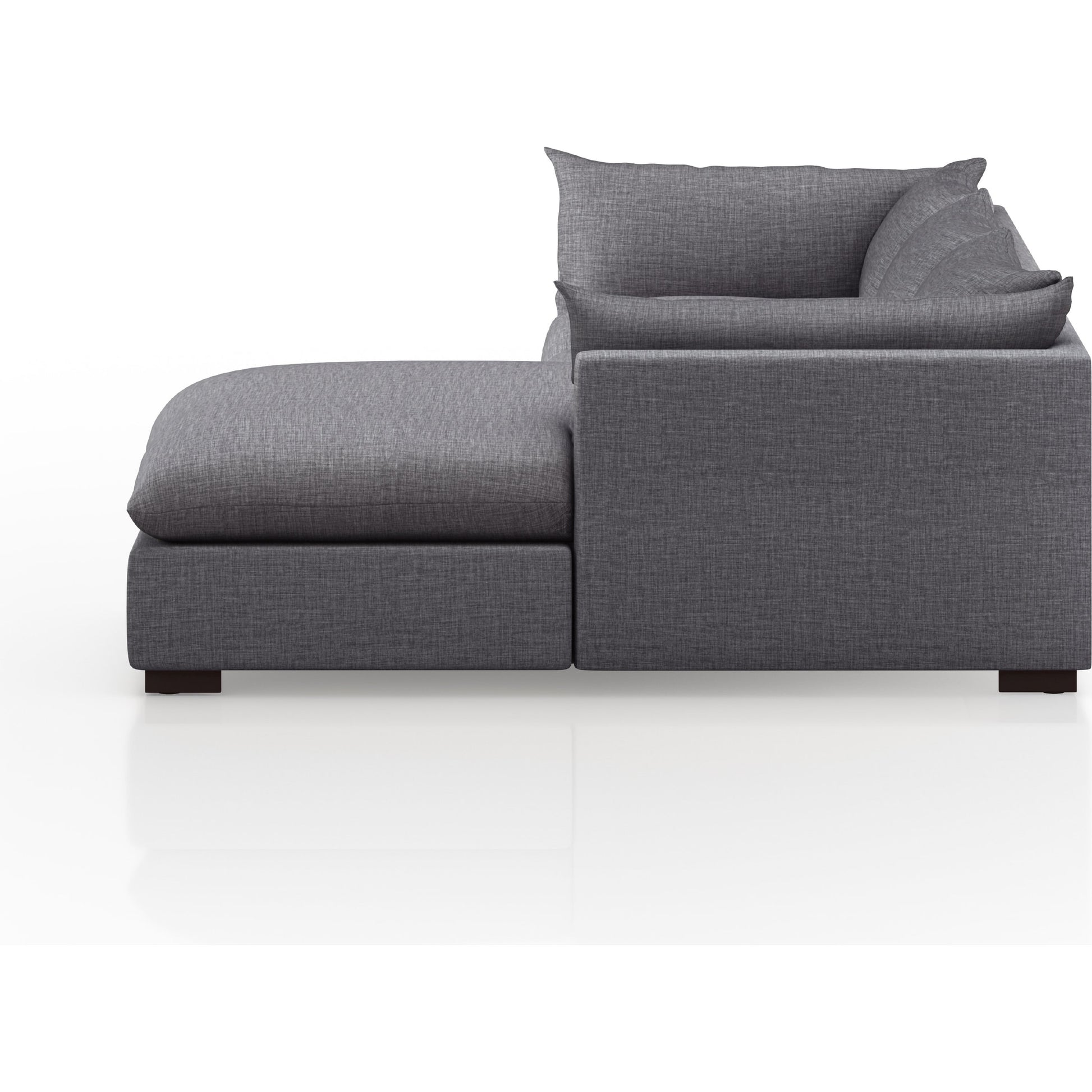 Westwood 112" 2-Piece Sectional by Four Hands in bennett charcoal. Made from 100% polyester, solid banak, solid pine in a transitional style.