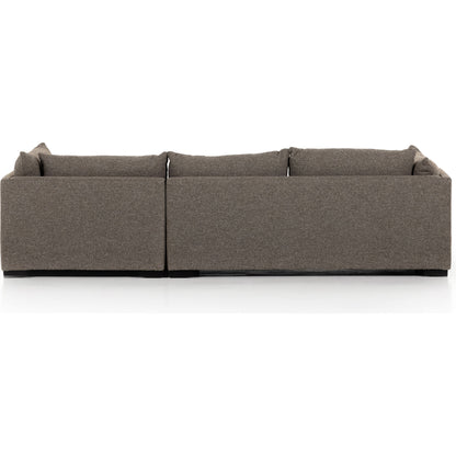 Westwood 112" 2-Piece Sectional by Four Hands in bennett charcoal. Made from 100% polyester, solid banak, solid pine in a transitional style.