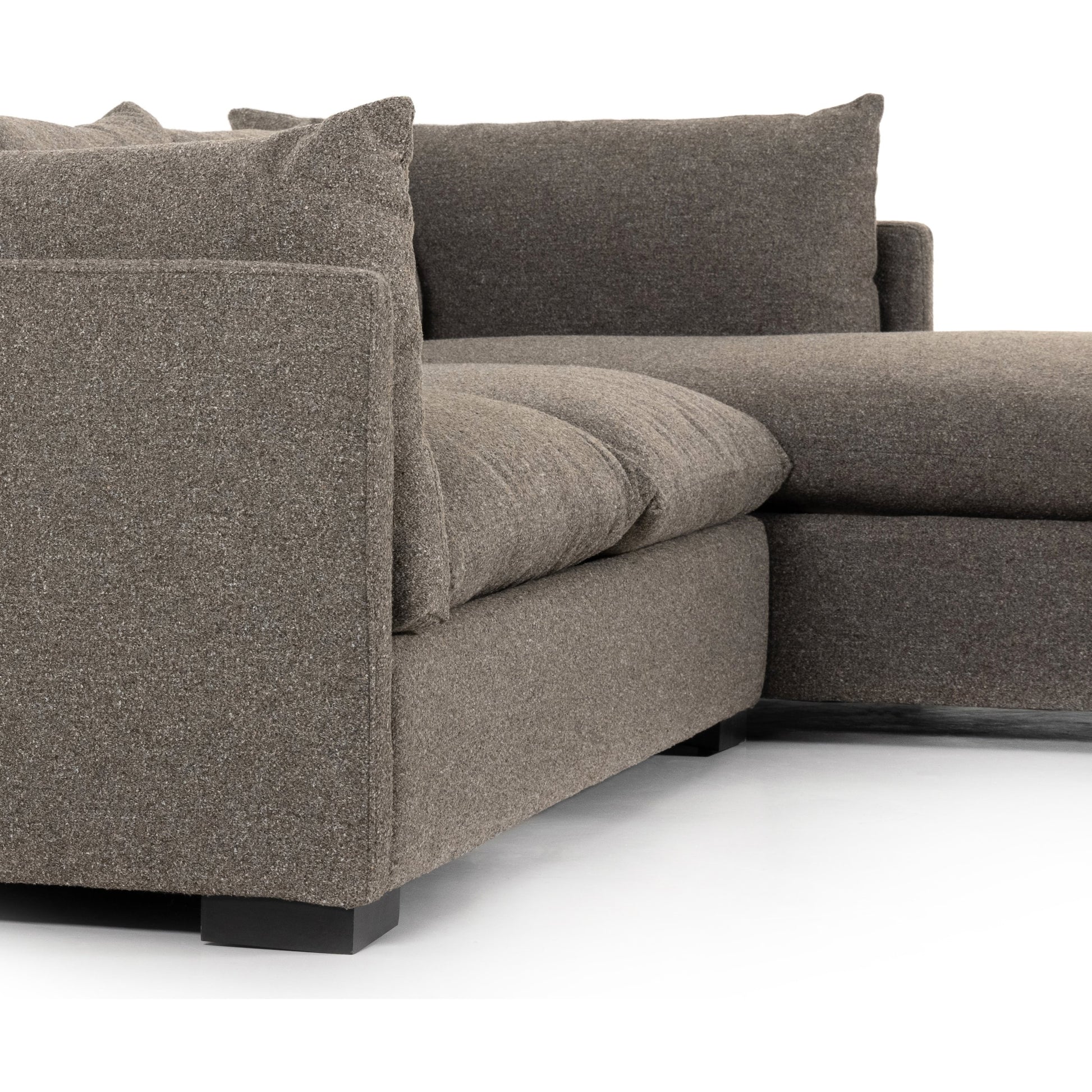 Westwood 112" 2-Piece Sectional by Four Hands in bennett charcoal. Made from 100% polyester, solid banak, solid pine in a transitional style.