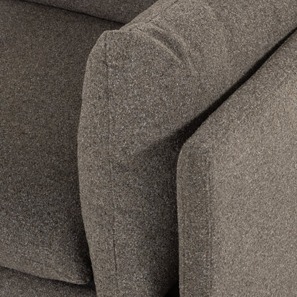 Westwood 112" 2-Piece Sectional by Four Hands in bennett charcoal. Made from 100% polyester, solid banak, solid pine in a transitional style.