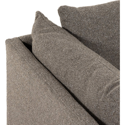 Westwood 112" 2-Piece Sectional by Four Hands in bennett charcoal. Made from 100% polyester, solid banak, solid pine in a transitional style.