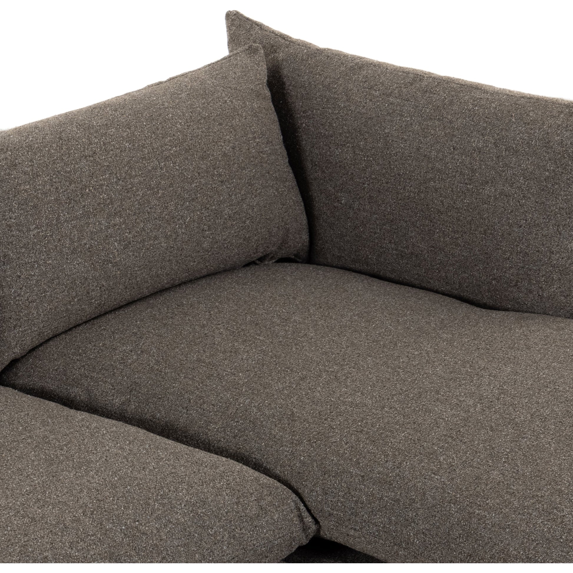 Westwood 112" 2-Piece Sectional by Four Hands in bennett charcoal. Made from 100% polyester, solid banak, solid pine in a transitional style.