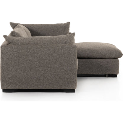 Westwood 112" 2-Piece Sectional by Four Hands in bennett charcoal. Made from 100% polyester, solid banak, solid pine in a transitional style.